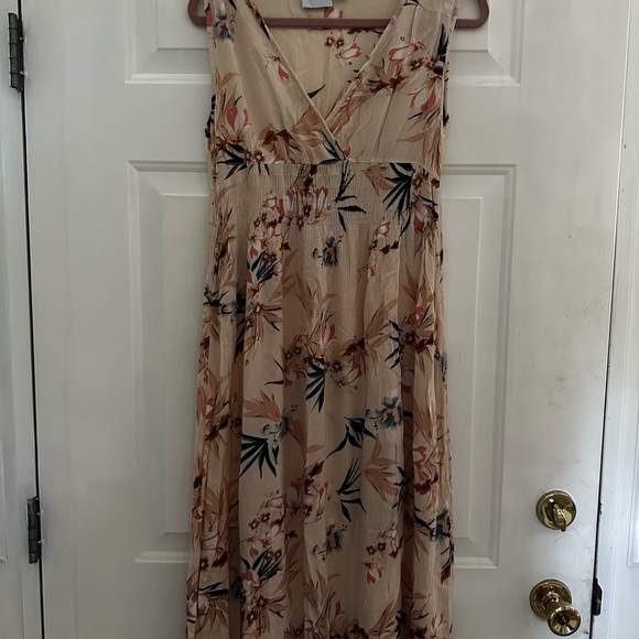 Rays Sun  Cream floral Sleeveless Dress medium - Picture 1 of 4